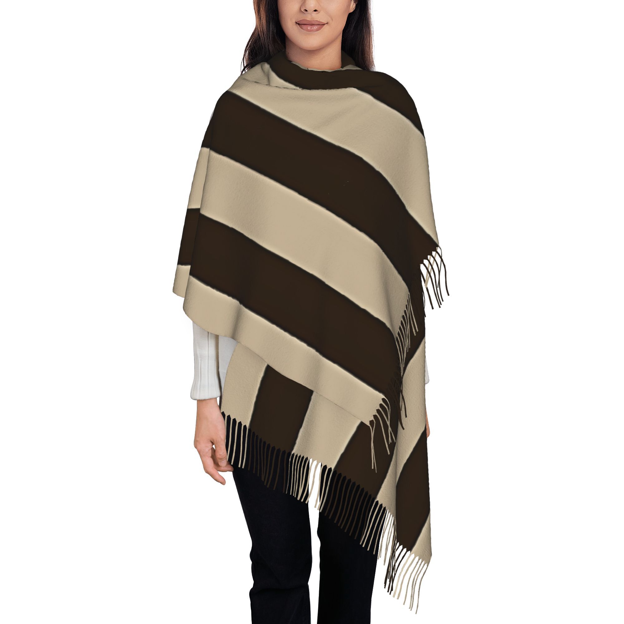 1pc Vertical Brown & Beige Str - Tassel Fringe Trim recension och pris